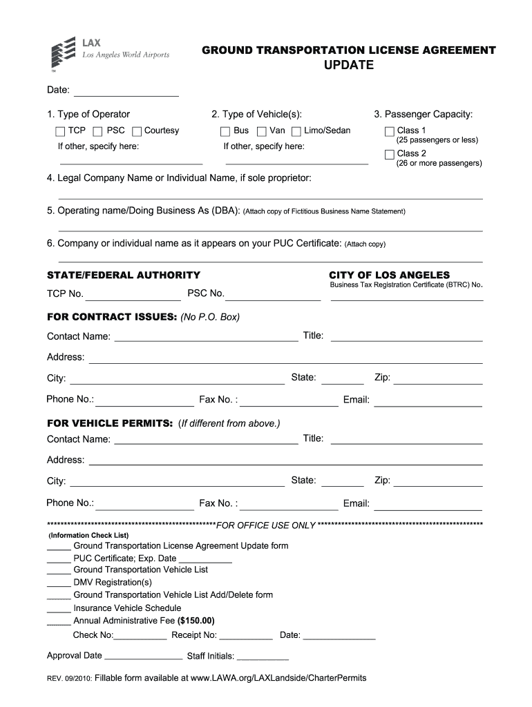  Transportation License 2010-2024