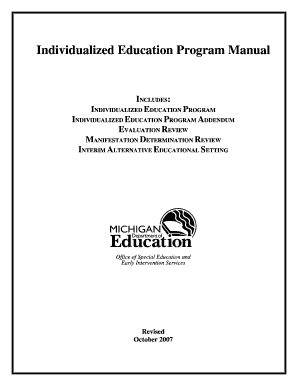 State Michigan Iep Manual Form