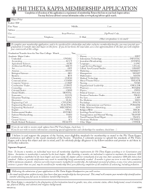 Phi Theta Kappa Fillable Membership Application Form