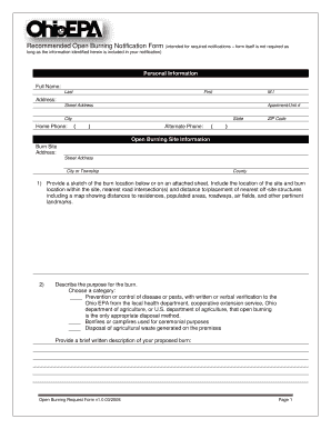 Ohio Epa Open Burning Request Form V10 032008