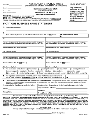 Fictitious Business Name  Form