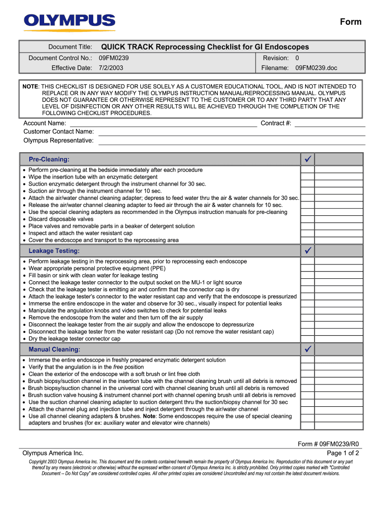 Olympus Scope Cleaning Competency  Form