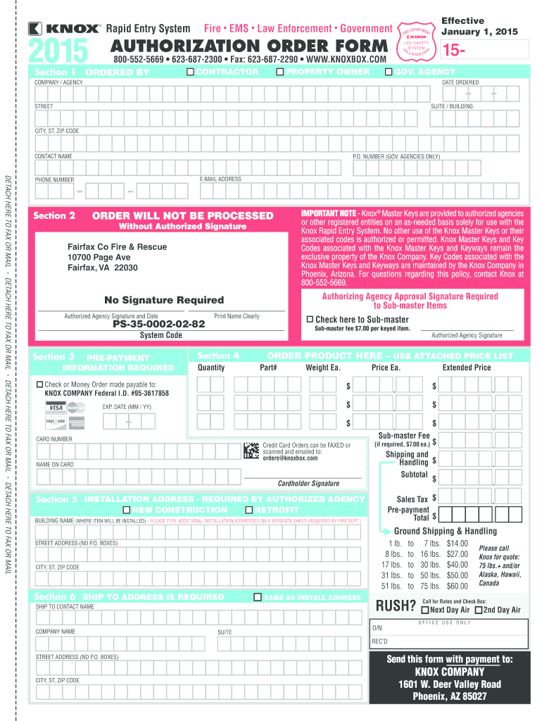 Knox Box Order Form PDF