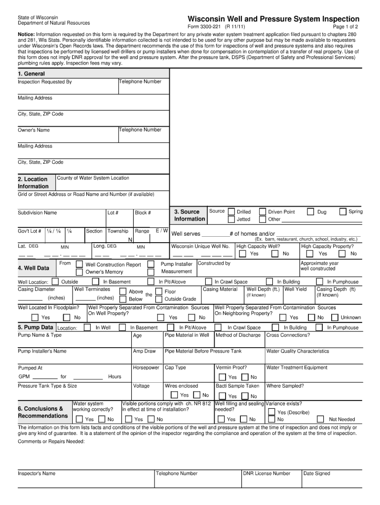  Wisconsin Form Well Inspection 2011-2024