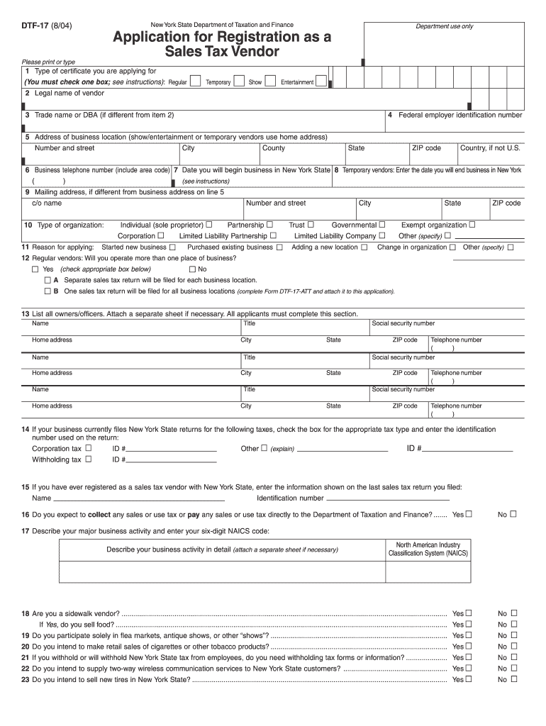  Nys Sales Tax Form Dtf 17 R 2010