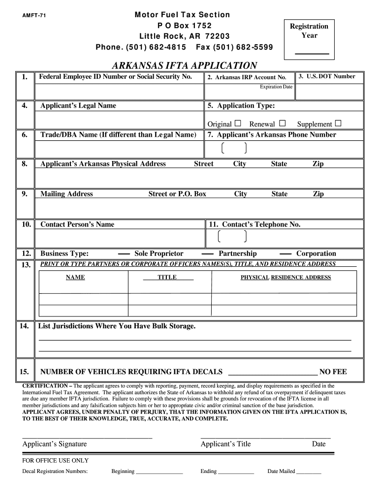 Online Fillable Ifta Reports for Arkansas Form