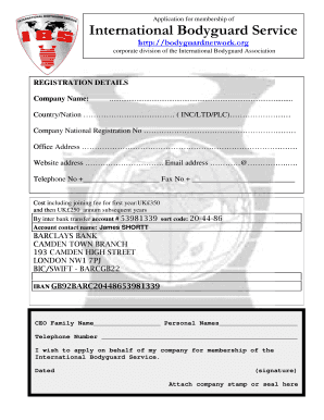 Bodyguard Application Form