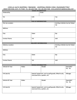 Standard Written Order Template  Form