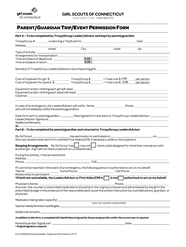 PARENTGUARDIAN TRIPEVENT    Greenwich Girl Scouts  Form