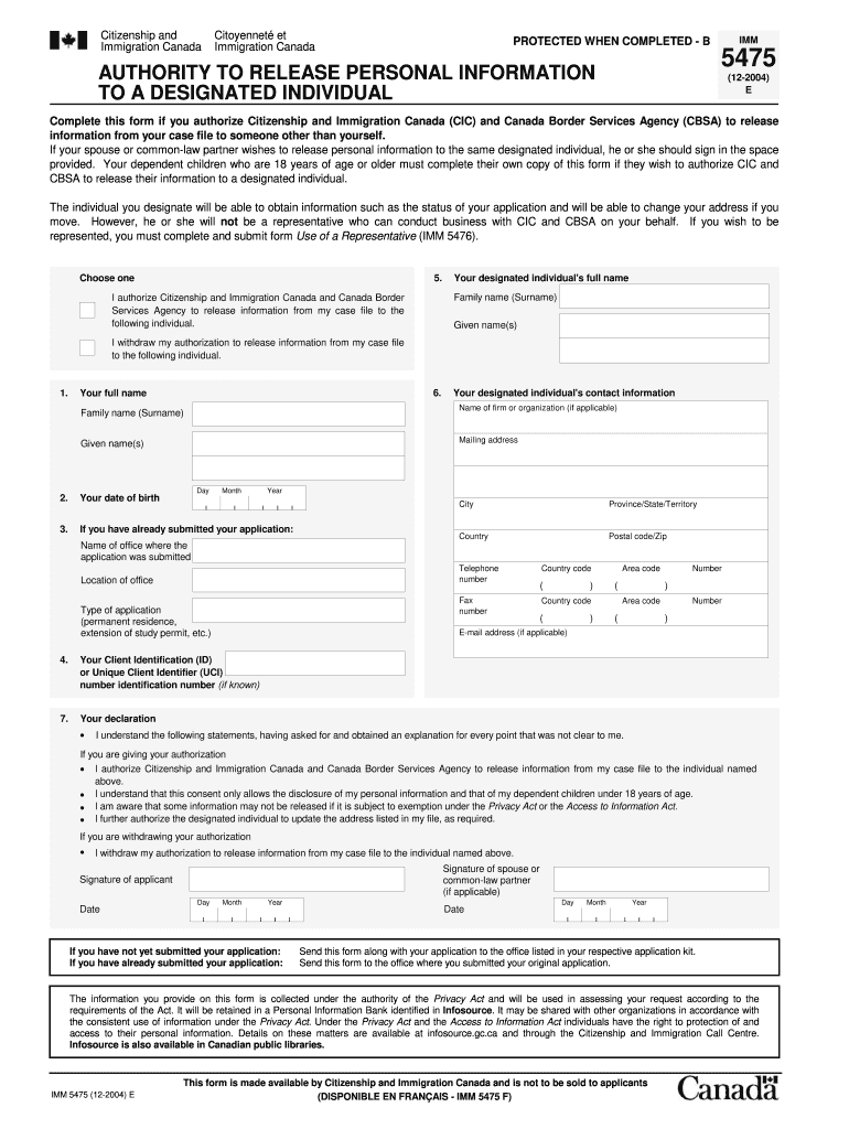  Imm 5475 Form 2004