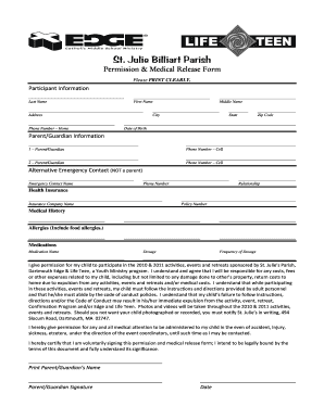 Printable Allergy Form Template