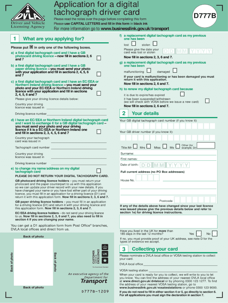  Application Completion Form Dvla 2009