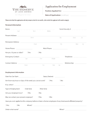 The Reserve at Lake Keowee Jobs  Form