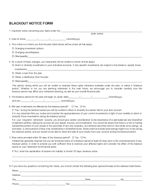 Blackout Notice Sample  Form