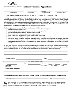 Maximum Time Frame Appeal Glendale Community College Form