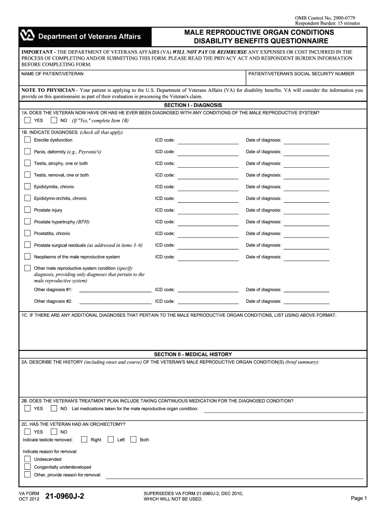  Va from 21 0960j 2 Form 2012