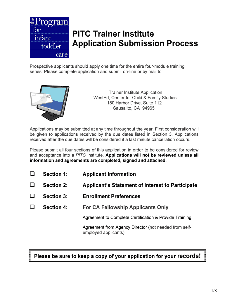 PITC Trainer Institute Application Submission Process  Pitc  Form