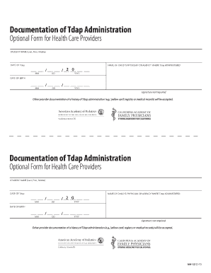 Tdap Administration Form
