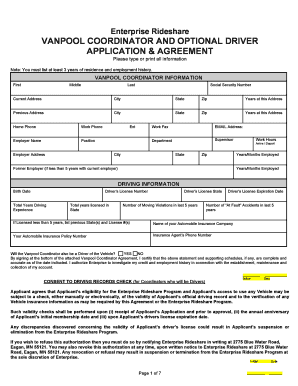 Commute with Enterprise Driver Application  Form