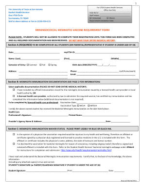 Utsa Meningitis Vaccine Form