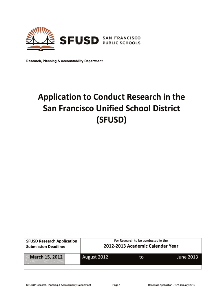 TJNF 2 SFUSD Research Apllication REV2012  Sfusd  Form