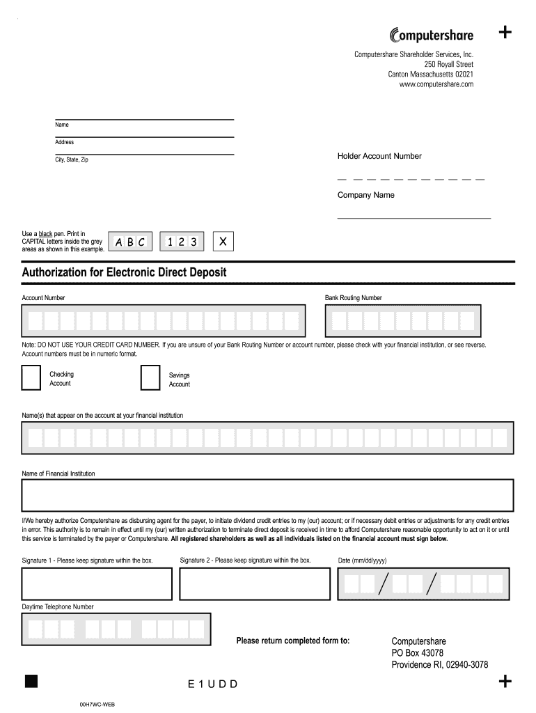 Computershare Direct Deposit Setup  Form