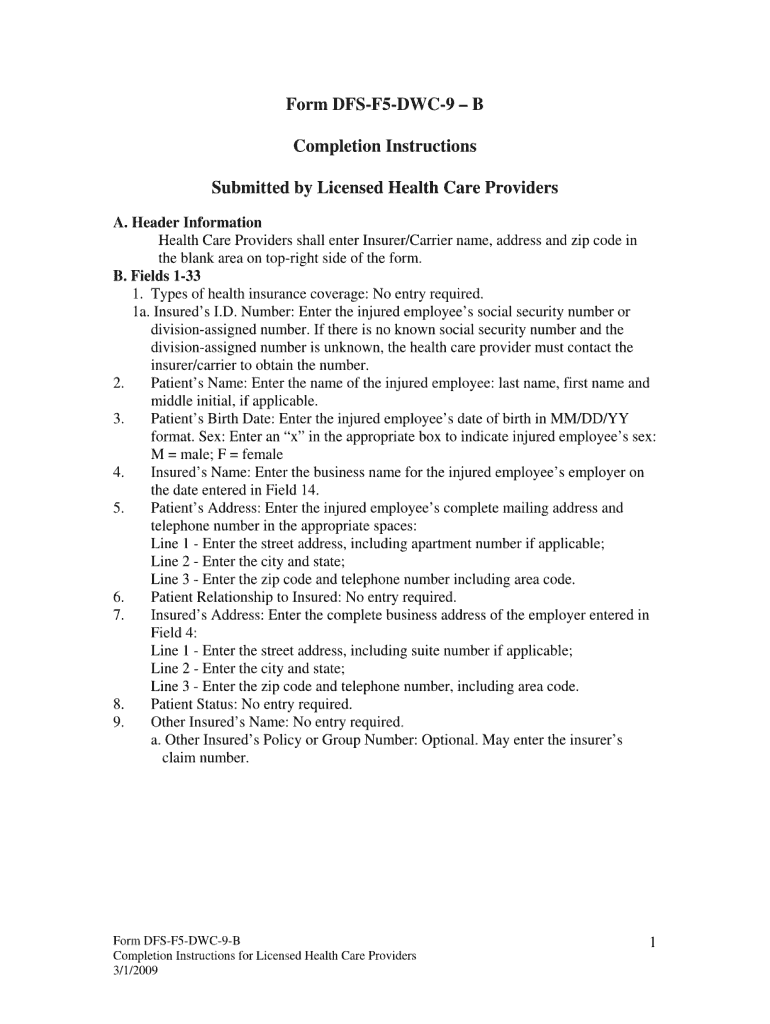  Dwc 9 Form for W C in Florida 2009