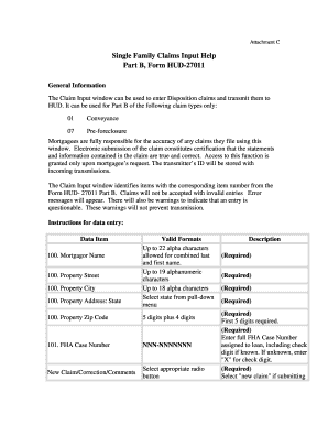 Hud Single Family Claims Input Help Part B  Form