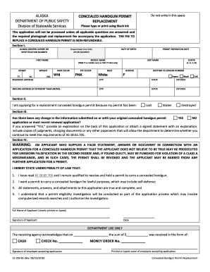 Concealed Handgun Permit Replacement Form 12 299 85 Dps Alaska