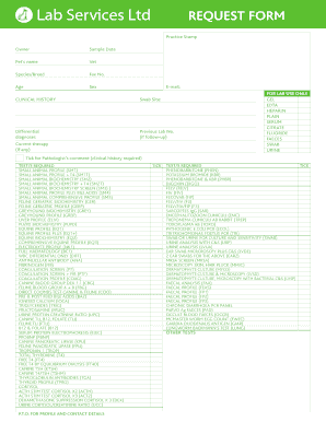 Laboratory Test Request Form Download