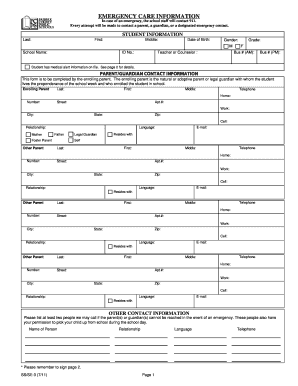 Emergency Care Form