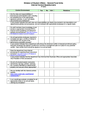 Internal Control Questionnaire PDF  Form