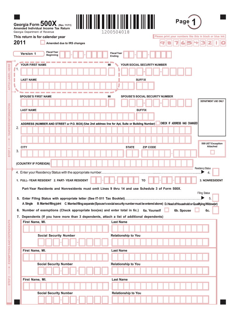  Georgia Form 500x 2018