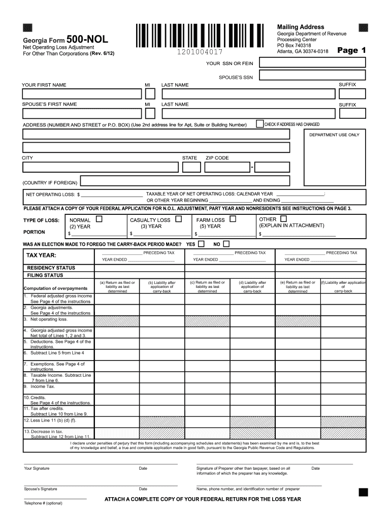  Ga Form 500 Nol Instructions 2020