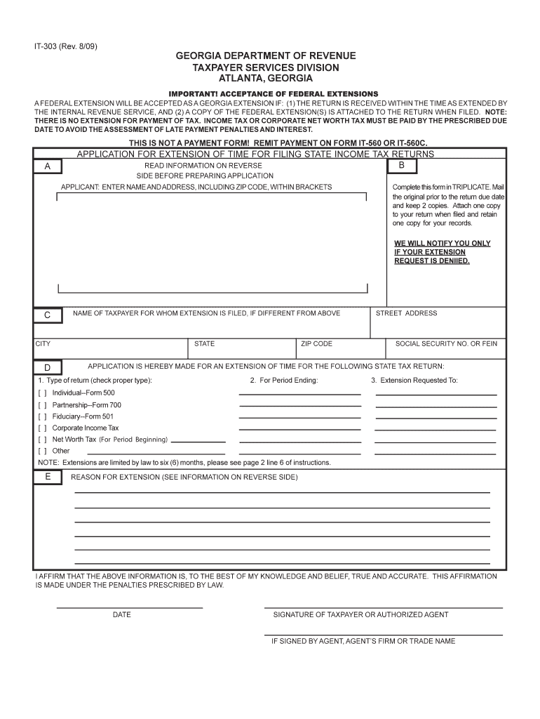  Ga It303 Online Form 2009