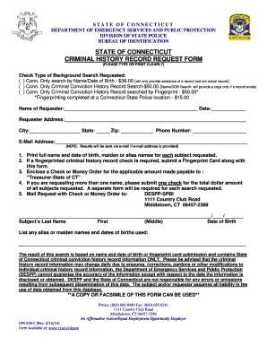 State of Connecticut Criminal History Record Request Form