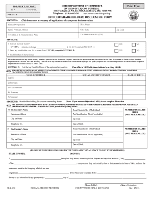 DLC4030 OFFICER SHAREHOLDER DISCLOSURE FORM Com Ohio