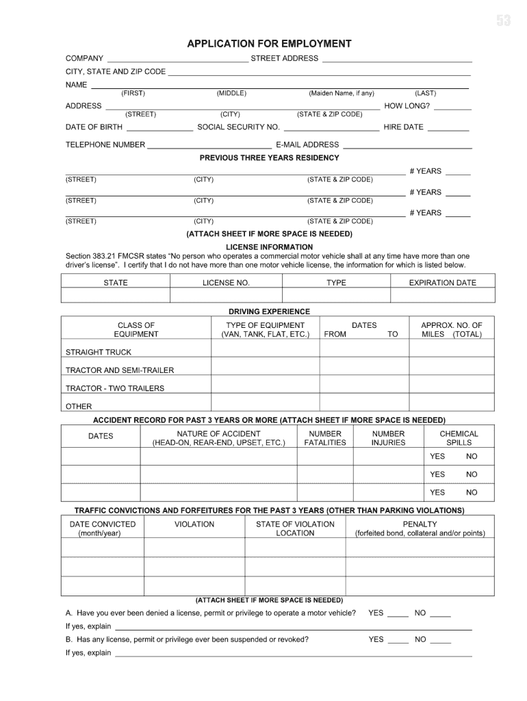 Fmcsa Employment Verification Form