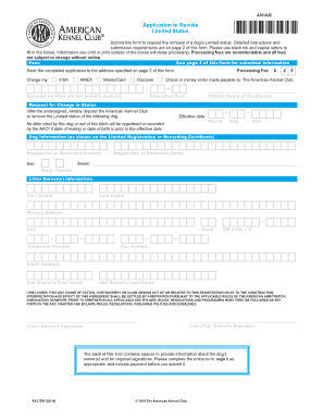 Akc Revoke Limited Registration  Form
