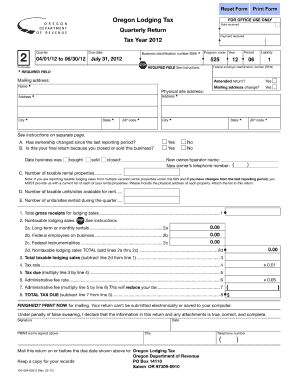 Oregon State Lodging Tax Form