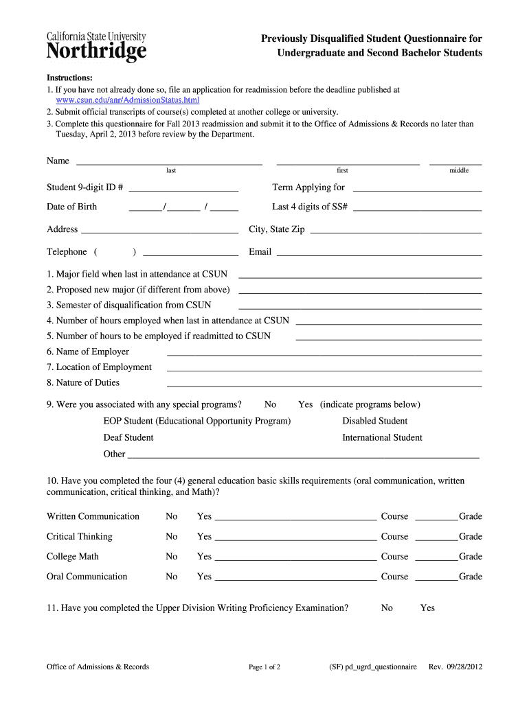  Csun Previously Disqualified Printable Form 2012