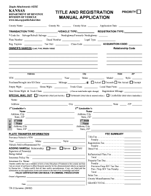 Title and Registration Manual Application  Form