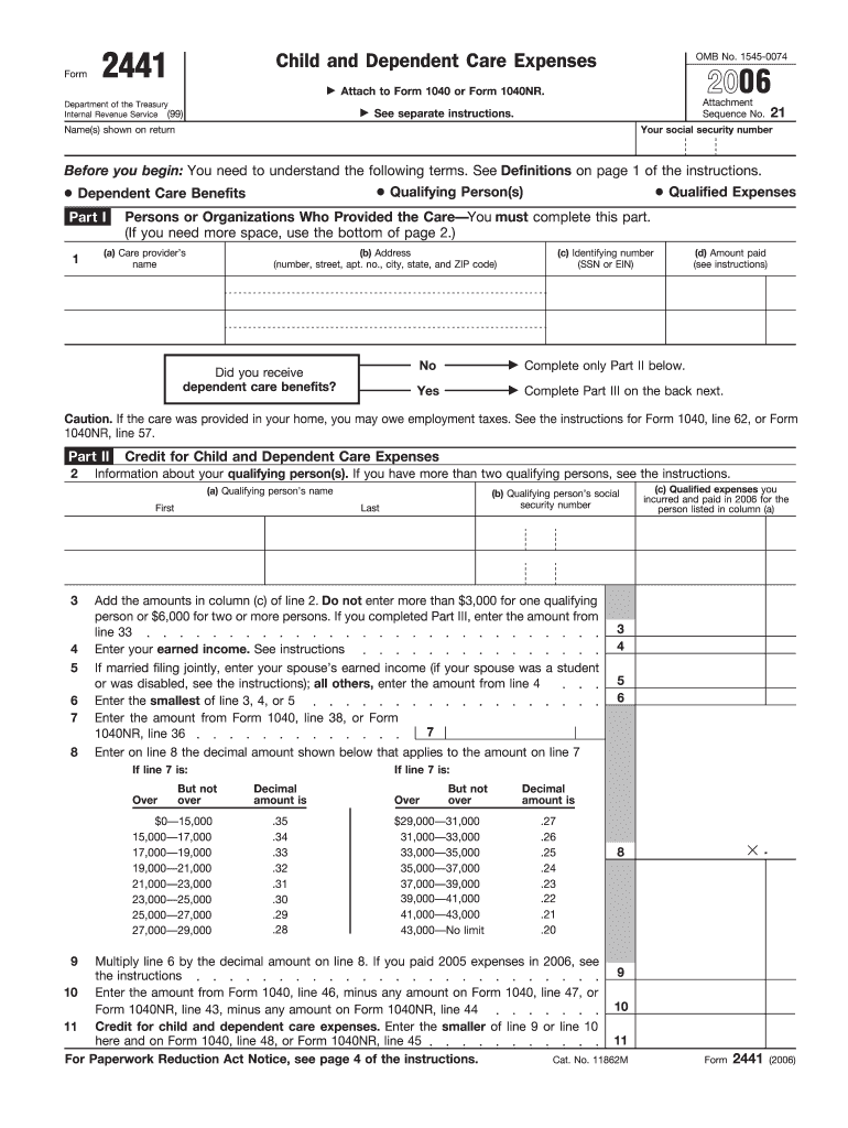 Form 2441 Rev  Fill in Capable