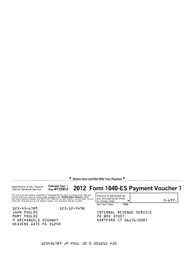 Form 1040 Es Payment Voucher