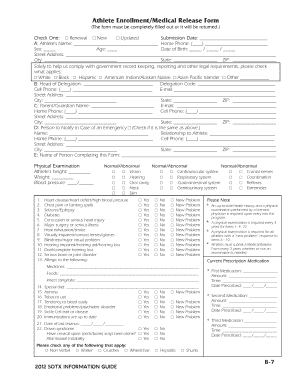 Athlete Enrollmentmedical Release Form