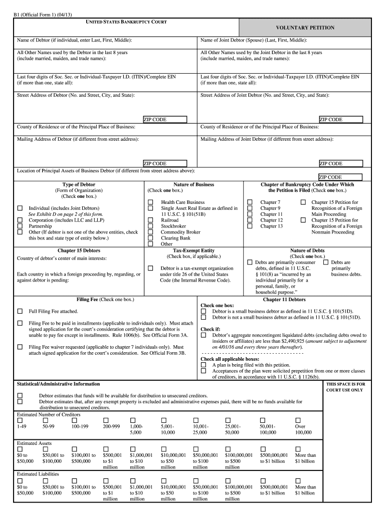 Filing Bankruptcy Official Fom Exhibit D  Form