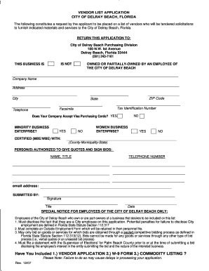 Vendor Application  Form