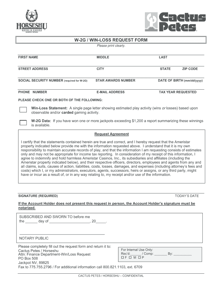 My Choice Win Loss Statement  Form