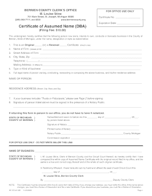 Printable Dba Forms Berrien County Mi