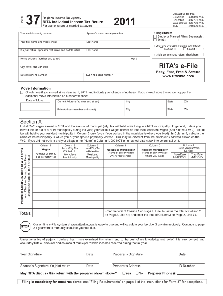  Rita Form 37 PDF 2019